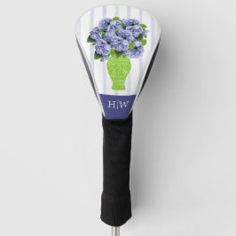 Blå Hortensia Blå Rand Monogram Mönster
