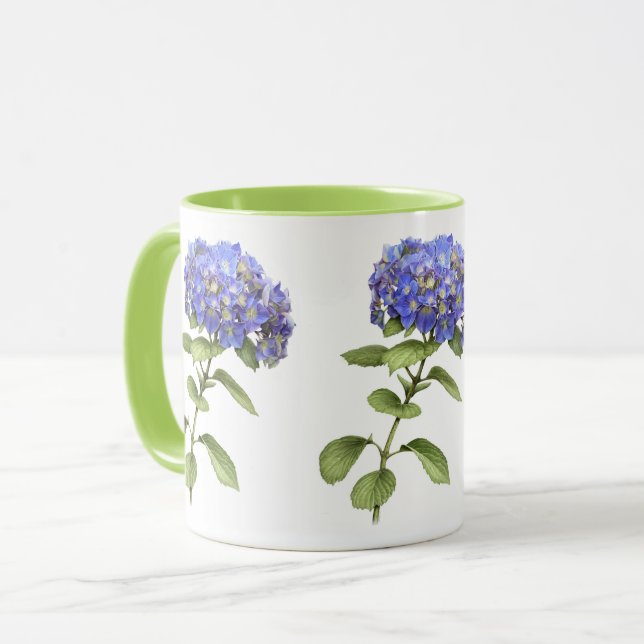 Blå Hortensia Blomma Mugg (Framsida vänster)