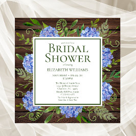 Blå Hortensia Blommig Akvarell Bröllopsdusch Inbjudningar