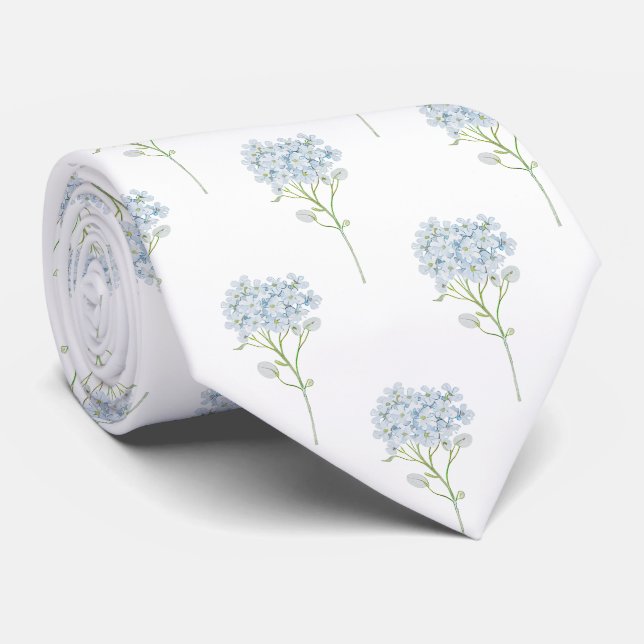blå Hortensia blommor mönster Slips (Rullad)