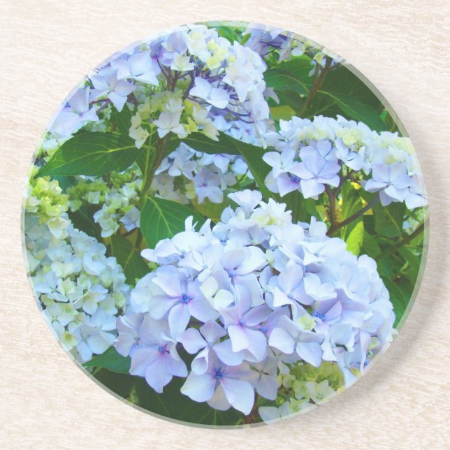 Blå Hortensia-blommor sandstensunderlägg Underlägg Sandsten (Framsidan)