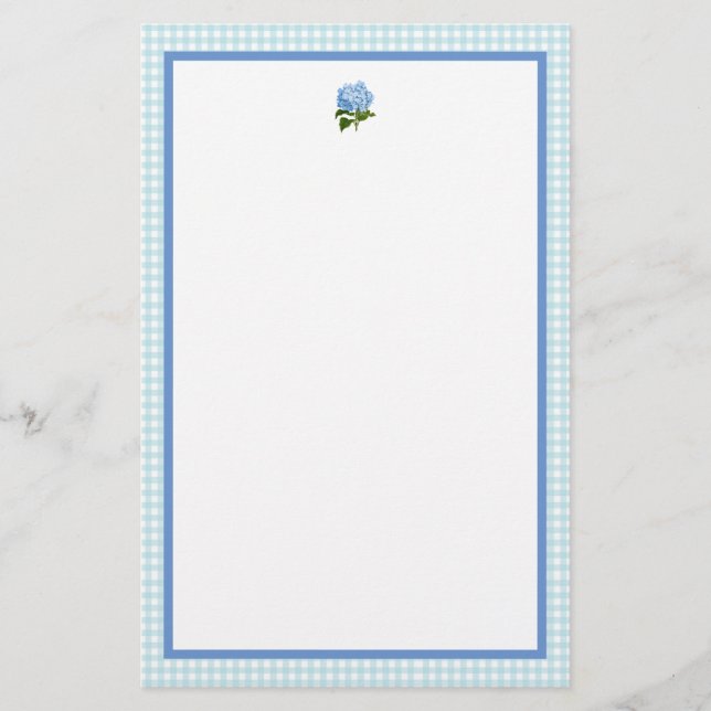 Blå Hortensia Brevpapper (Framsida)