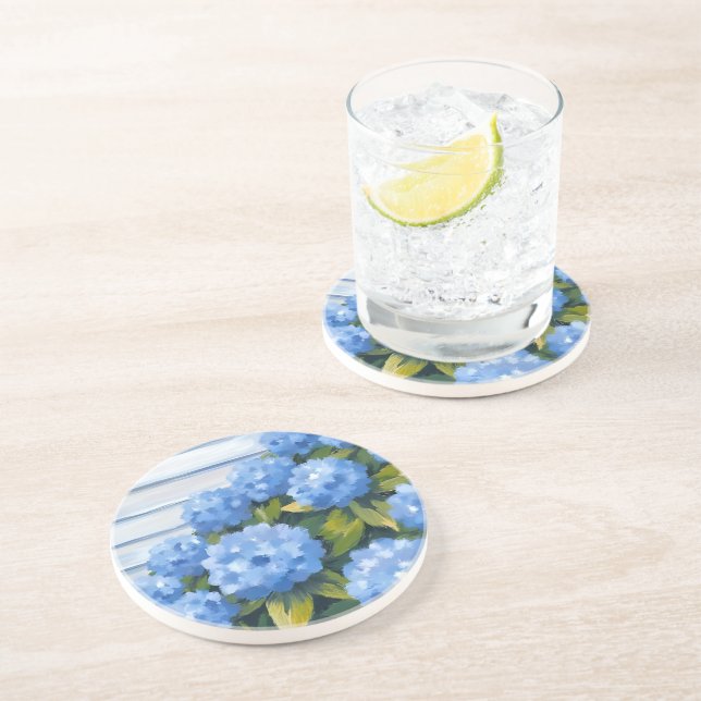 Blå Hortensia Buskar Blommålning Underlägg (Sidan)