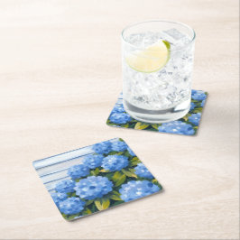 Blå Hortensia Buskar Blommålning Underlägg Papper Kvadrat