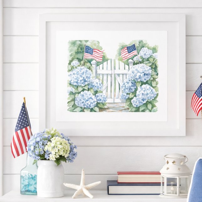 Blå Hortensia Coastal Americana Trädgård Poster (Skapare uppladdad)