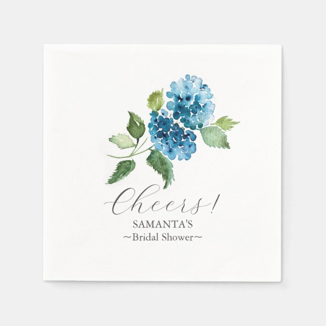 Blå Hortensia Cocktailservetter Pappersservett (Framsidan)