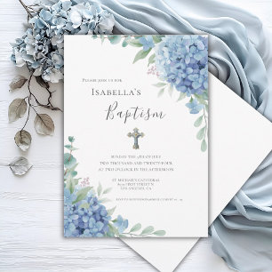 Blå Hortensia Dop Religiös  Inbjudningar