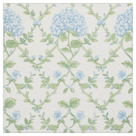 Blå Hortensia Espalj Blommönster Tyg