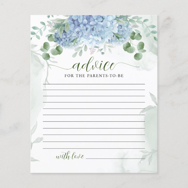 Blå hortensia för grönska Råd till föräldrar Baby  (Framsida)