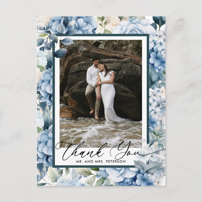 Blå Hortensia | Foto Tack Vykort (Framsida)