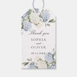 Blå Hortensia Grönska Bröllop Tack Presentetikett
