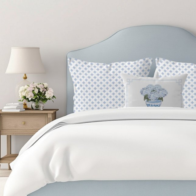 Blå Hortensia i Chinoiserie Kruk Kudd Prydnadskudde (Hydrangea Chinoiserie Lumbar Pillow)