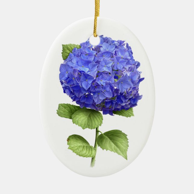 Blå Hortensia Julgransprydnad Keramik (Framsidan)