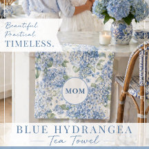 Blå Hortensia Kökshandduk Mamma Present
