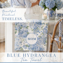 Blå Hortensia Kökshandduk Mamma Present