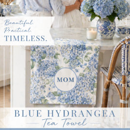 Blå Hortensia Kökshandduk Mamma Present