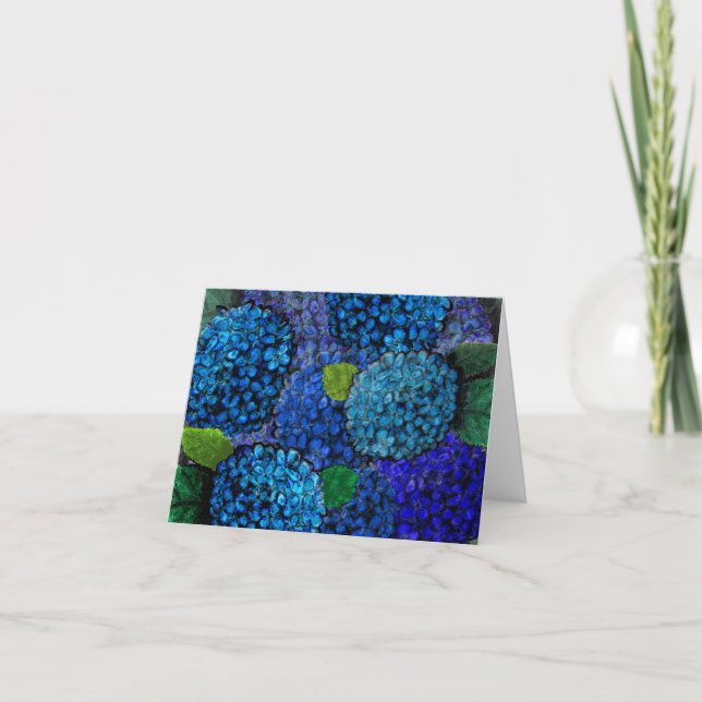 Blå Hortensia Kort (Framsida)