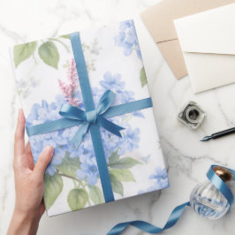 Blå Hortensia Lyxig Blommigt Presentationspapper Presentpapper