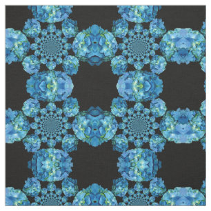 Blå Hortensia - mandala Tyg