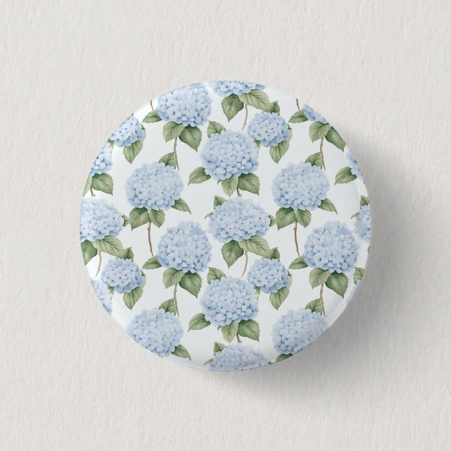 Blå Hortensia Mönster Akvarell Blommor Botanik Knapp (Framsida)