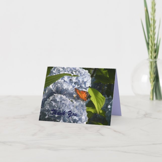Blå Hortensia Notkort Tack Kort (Framsida)