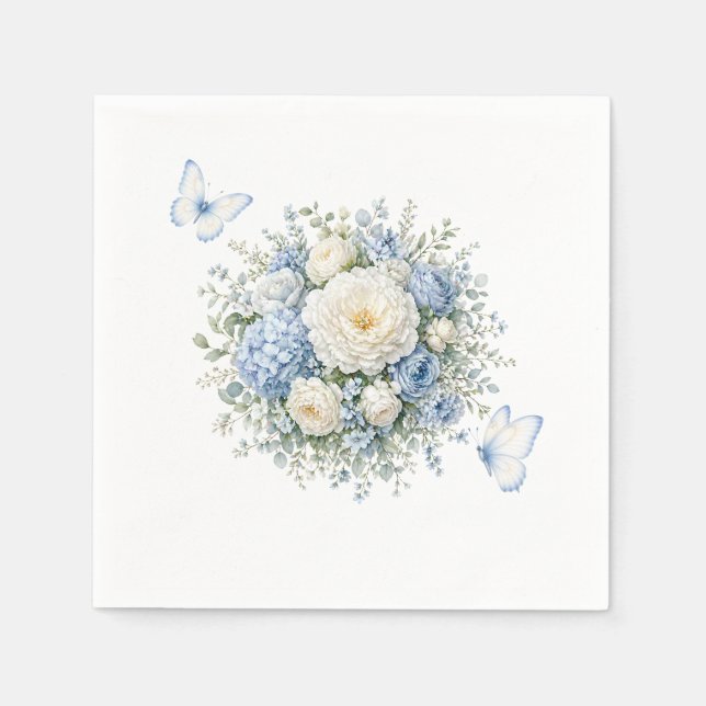 Blå Hortensia Pappersservetter (Framsidan)