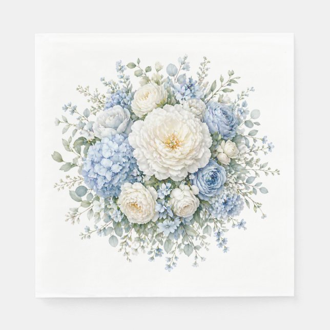 Blå Hortensia Pappersservetter (Framsidan)