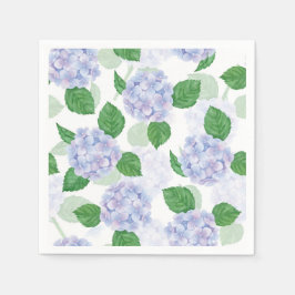 Blå Hortensia Pappersservetter, Blommiga Festartik Pappersservett