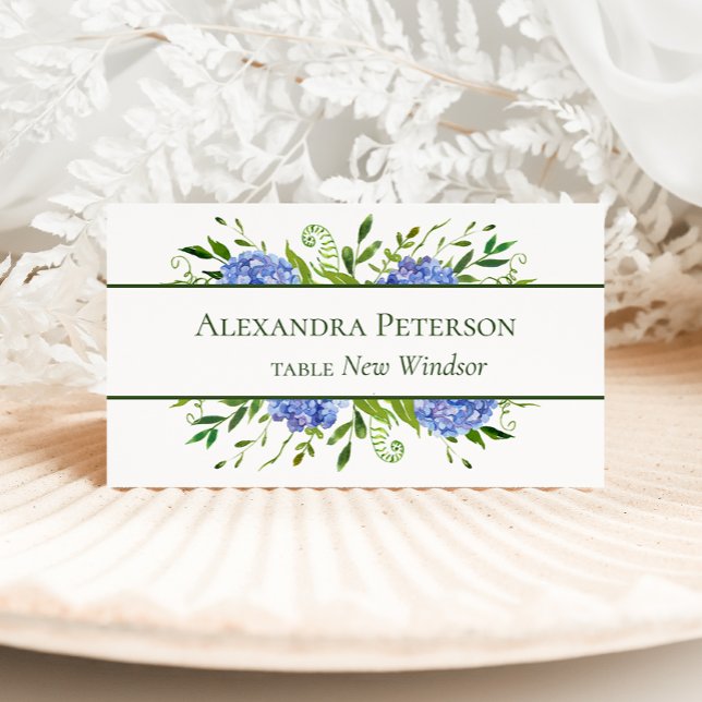 Blå Hortensia Platskort Bordsnummer (Skapare uppladdad)