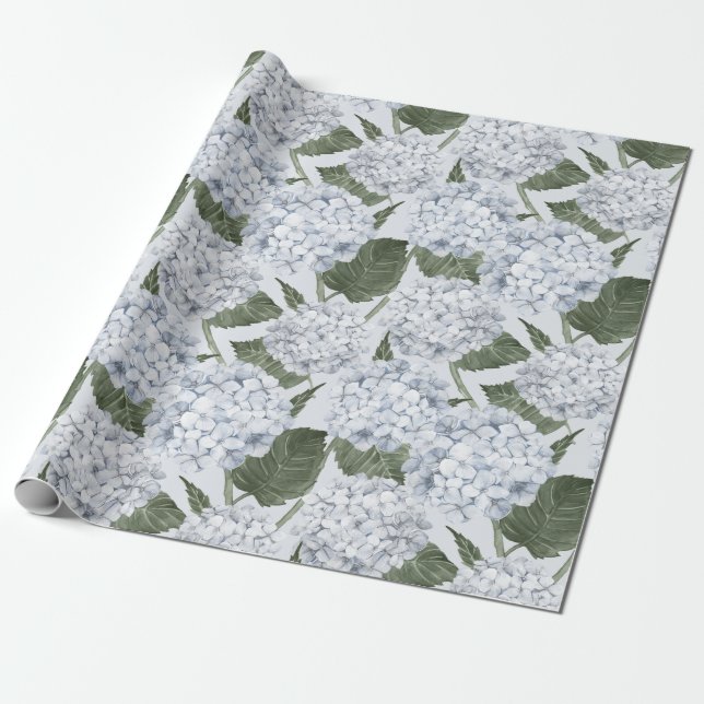 Blå Hortensia Trädgårdsblomma  Presentpapper (Utrullad)