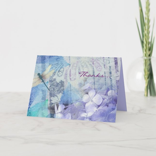 BLÅ HORTENSIA & VATTENDRAGARE TACK KORT (Framsida)