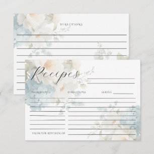 Blå Hortensia Vita Peonies Elegant Receptkort OSA Kort