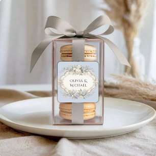 Blå Hortensior Elegant Vintage Bröllop Fyrkantigt Klistermärke