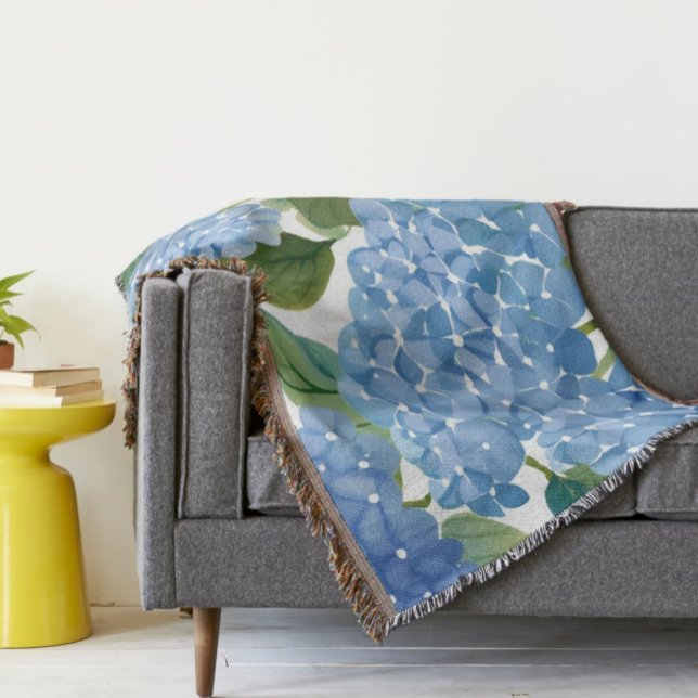 Blå Hortensior | Vacker Blommande Buske Filt (Skapare uppladdad)