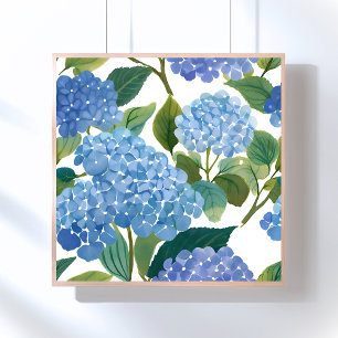 Blå Hortensior Vacker Blommande Buske Poster