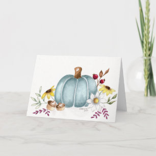 Blå höstpumpa tomt Thanksgiving-kort Kort