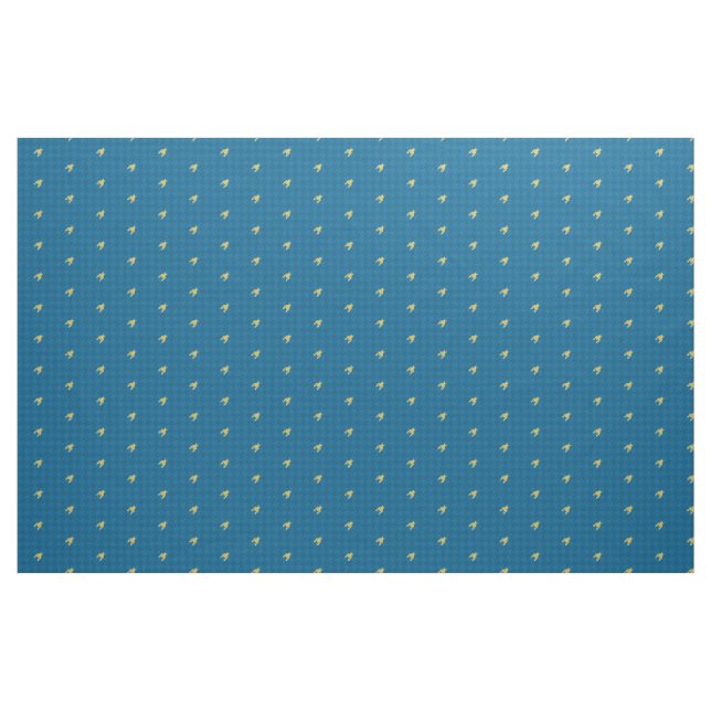Blå Houndstooth-tyg med guldfärgade accenter Tyg (Fat Quarter)