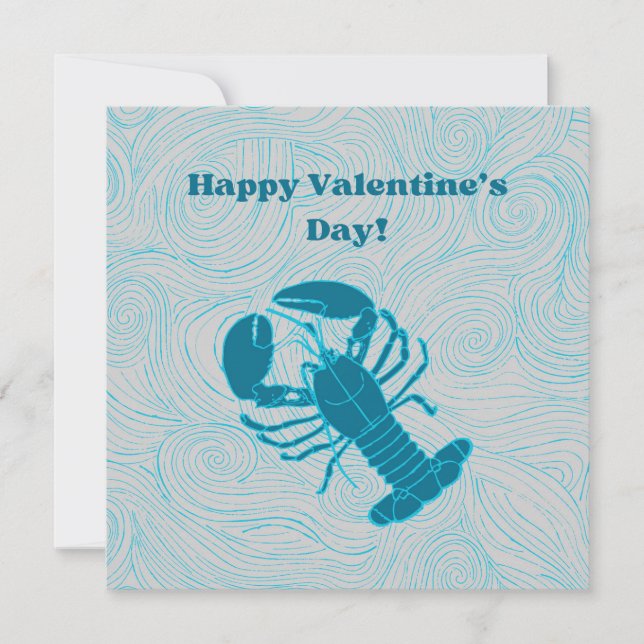 Blå Hummer Valentine Julkort (Framsida)