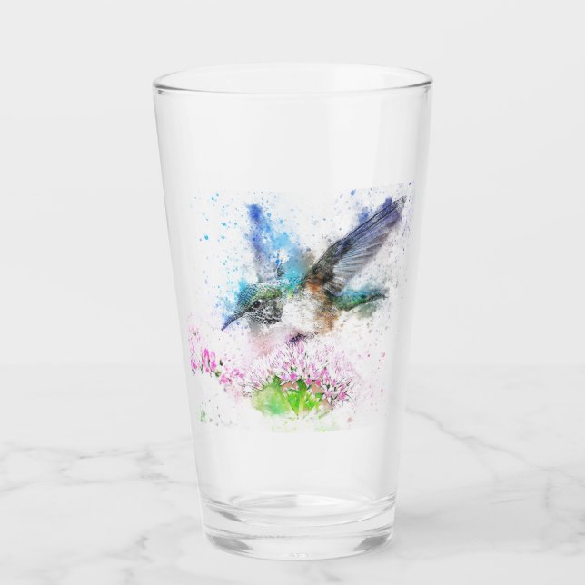 Blå hummerfågelblommor Illustration Tumbler Glas (Framsida)