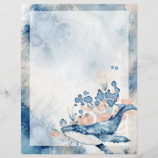 Blå Humpback Whale Olines Brev-skrivpapper, oblind