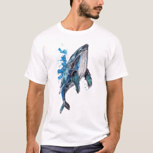 Blå Humpback Whale T Shirt