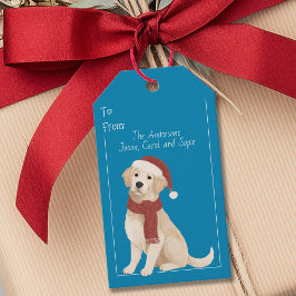 Blå Hund Illustration Santa Hat-Märkrn Julgåva Presentetikett