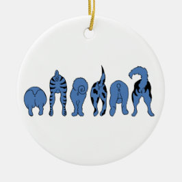 Blå Hund-knapp Julgransprydnad Keramik