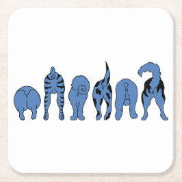 Blå Hund-knapp Underlägg Papper Kvadrat
