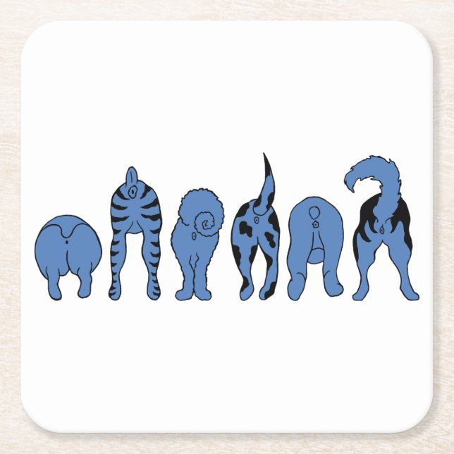 Blå Hund-knapp Underlägg Papper Kvadrat (Framsidan)
