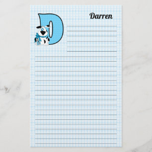 Blå Hund Mongrammed Brev D-latin Brevpapper