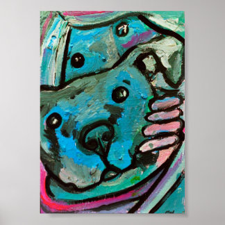 blå hund och flicka poster