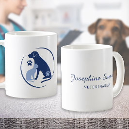 Blå Hund Och Katt Logotyp Eller Din Egen Veterinär Kaffemugg