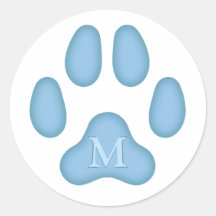 Blå Hund Paw Skriv ut Personlig Pet Monogram Seal