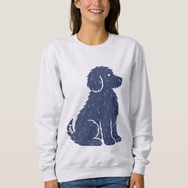Blå hundsilhuett Minimal konst T Shirt (Framsida)